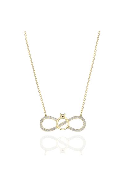 erkoç gold & silver Kadın Altın  Yüzüklü Sonsuzluk Gümüş  Kolye