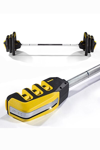 Avec Profesyonel Ayarlanabilir Barbell Seti 142 Cm 20 Kg Sarı