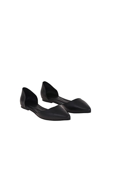 Moosefield Women's Black Genuine Leather Ballerinas