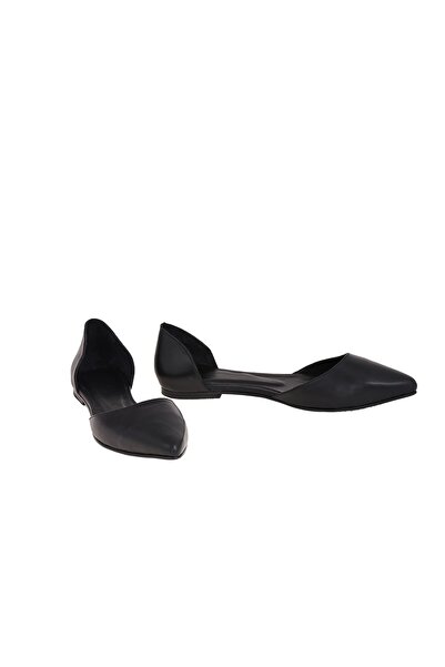 Moosefield Women's Black Genuine Leather Ballerinas