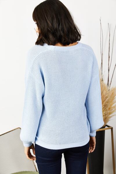 Olalook Women's Baby Blue Buttoned Knit Cardigan HRK-19000097