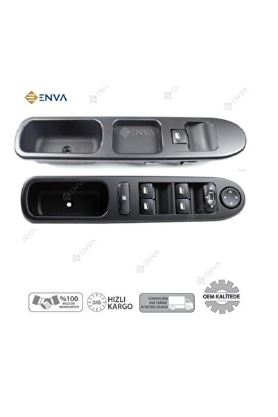 Enva Peugeot 307 Sağ + Sol Cam Açma Düğmesi Anahtarı Takımı 2001-2008
