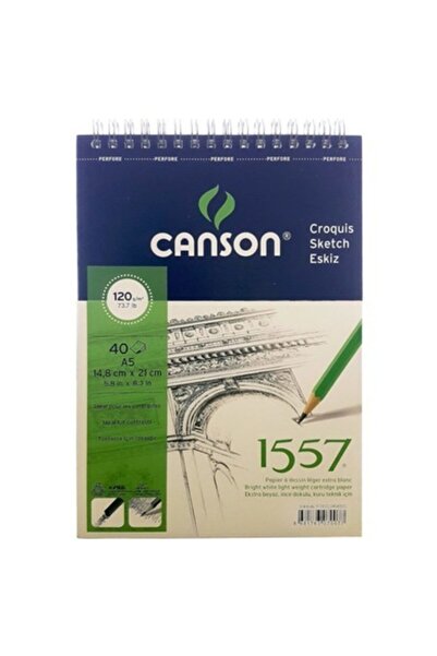 Canson 1557 A5 Technical Painting Book Block Top Spiral 40 Sheets 120 grams (...