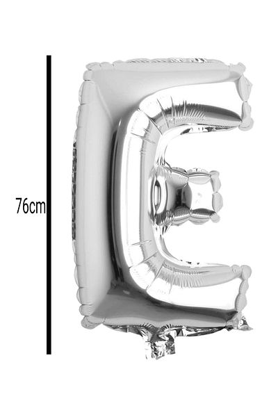 E Elmas Letter E Foil Birthday Balloon Silver (76cm)