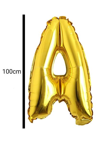 E Elmas Gold Colored Letter a Foil Birthday Balloon - 100cm