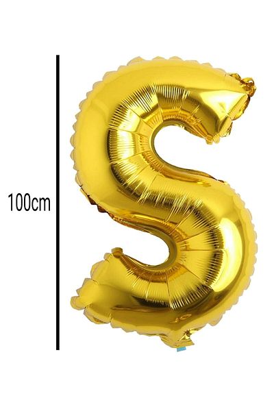 E Elmas Letter S Foil Birthday Balloon Gold (100cm)