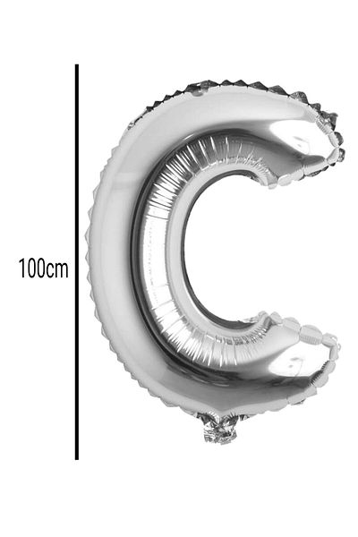 E Elmas Letter C Foil Birthday Balloon Silver (100cm)