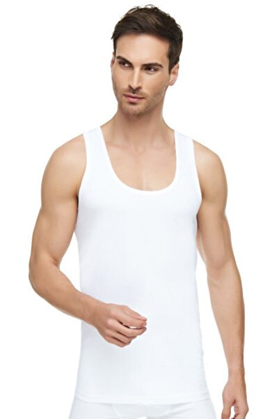 Tutku Men's White Cotton Undershirt 6 Pieces