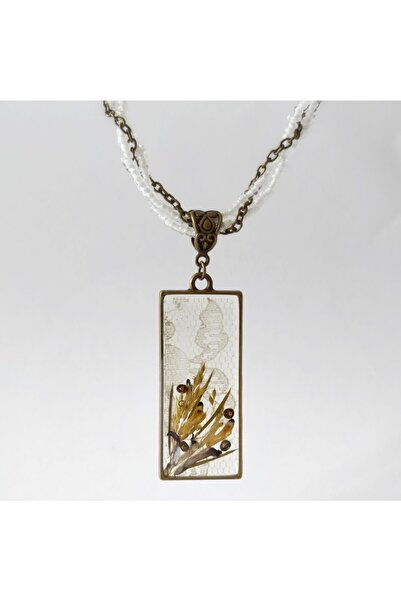 Halley Concept قلادة نسائية مصنوعة يدويًا بتصميم زهرة من الراتنج