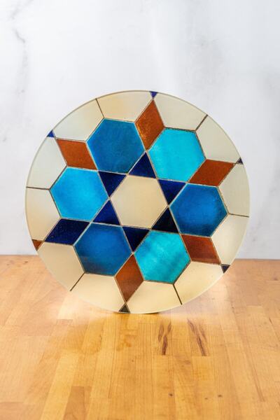 Refikadan Geometrik Motifli Yuvarlak Cam Kesme- Sunum Tabağı - Refika Birgül