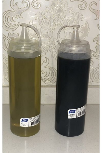 Titiz Plastik Transparent 2-Piece Leakproof Plastic Oil Sauce Bottle with Lid 400ml