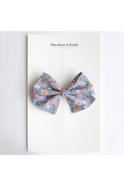 NEW BOWS BANDS Kız Çocuk Ve Bebek Toka Çiçekli Indigo Fiyonk Toka