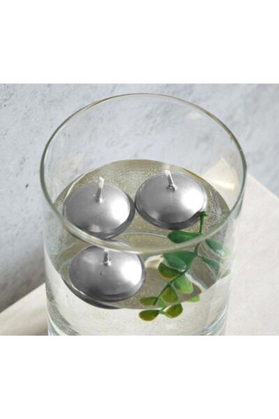 Genel Markalar Mum Tealight Yüzen Mum 20 Adet Gümüş Renk