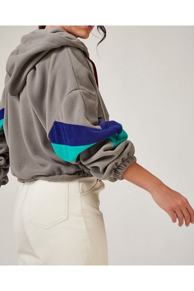 AQE FASHION Φούτερ Fleece με κουκούλα με φερμουάρ