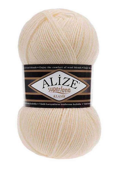 Alize Süperlana Classic Πλεκτό Νήμα Χειρός Κωδικός Χρώματος 01 Cream Classic01, One Size
