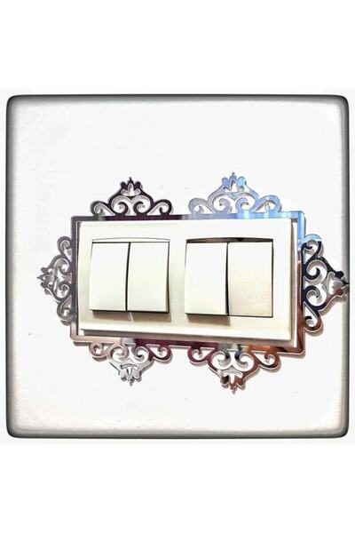 NT Handmade Gümüş Pleksi Işlemeli Çiftli Priz Kenarı - Ev Dekorasyon Duvar De...