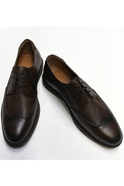 BM Home Erkek Kahverengi Deri Bağcıklı Şık Günlük Klasik Ayakkabı