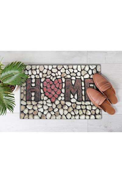 Evsebu Pienso Home Home Kalpli Çakıl Dekoratif Kapı Önü Paspası