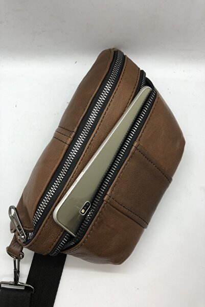 MENİSE Kadın Bel Çantası Hakiki Deri Taba