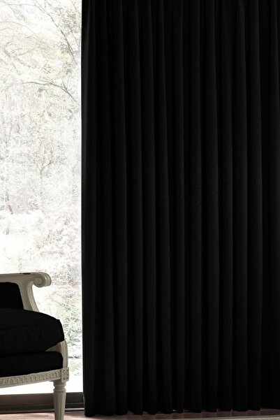 De'Vor Velvet Look Thick Background Curtain - Black (150x270)