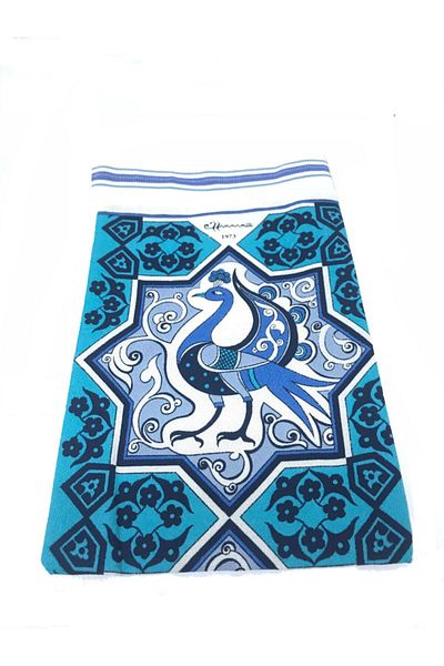 Develi Pouch 1973 Peacock Tile Printed Bath & Bath Pouch