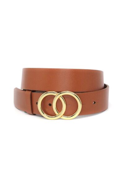 Livize Curea de damă cu cataramă dublă din piele naturală, lățime 4 cm