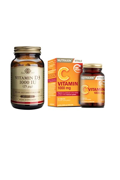 Solgar فيتامين د3 1000 Iu 100 كبسولة ناعمة + فيتامين نوتراكسين سي 1000 مجم 30...