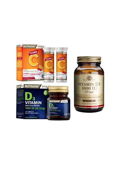 Solgar فيتامين د3 1000 وحدة دولية - 100 كبسولة و 120 قرص نيوتراكسين د3 مضغ