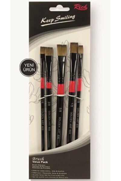 Rich Golden Art Düz Kesik Fırça Seti Stroke 5li Seri:600
