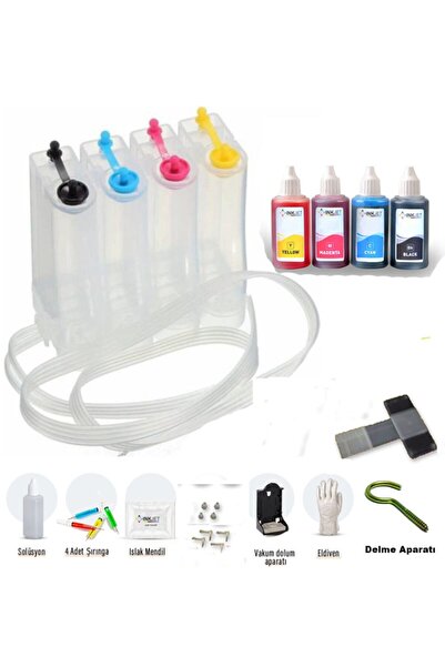 inkjet Canon / Hp Uyumlu Şeffaf Kartuş Tankı Dolu Tüm Malzemeler
