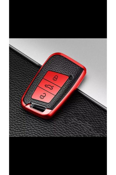 ŞENYILDIZ AKSESUAR باسات B8 - حافظة مفاتيح فاخرة عالية الجودة من Ateca وSuper B باللون الأحمر بدون مفتاح