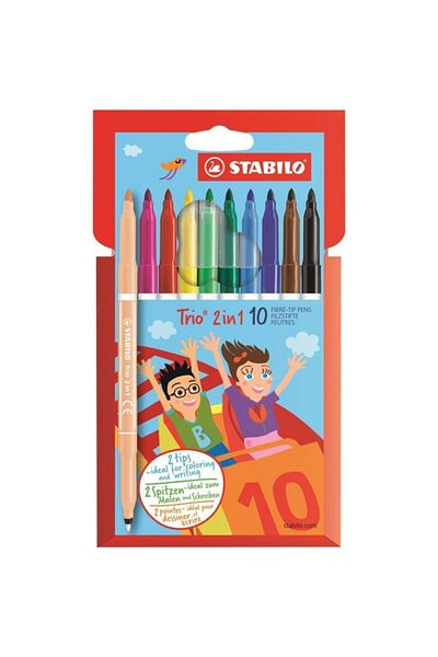 Stabilo Trio 2 In 1 Double Tip Felt Tip Pen 10 Colors