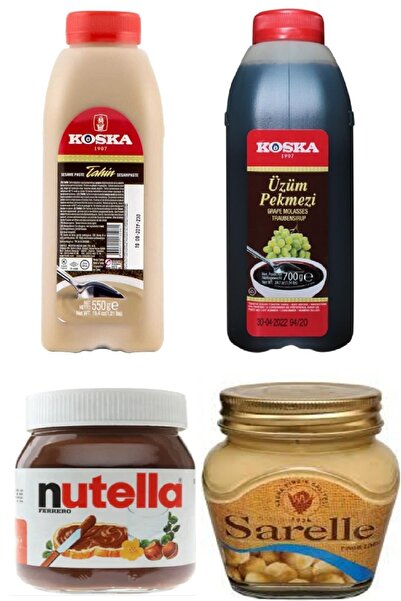 Koska Tahin 550 gr+ Üzüm Pekmezi 700 gr+ Nutella 400 gr+ Sarelle Fındık Ezmes...