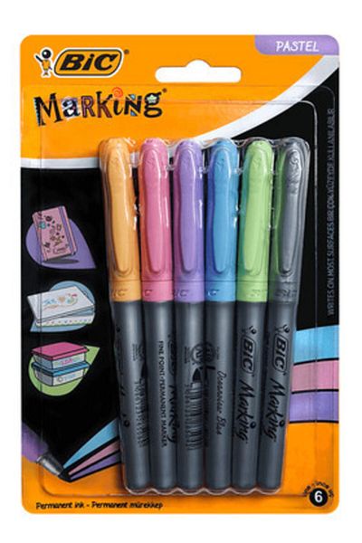 Bic 6-piecePermanentPastelMarkingColor Blister