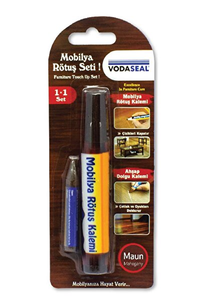 Vodaseal Mobilya Rötuş Kalemi + Ahşap Dolgu Kalemi - Set Maun