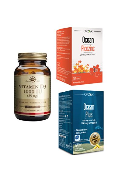 Solgar D3 Vitamini 100 Kapsül+ocean 1200mg Balık Yağı 30 Kapsül+çinko Takviyesi 15mg 30 Tablet