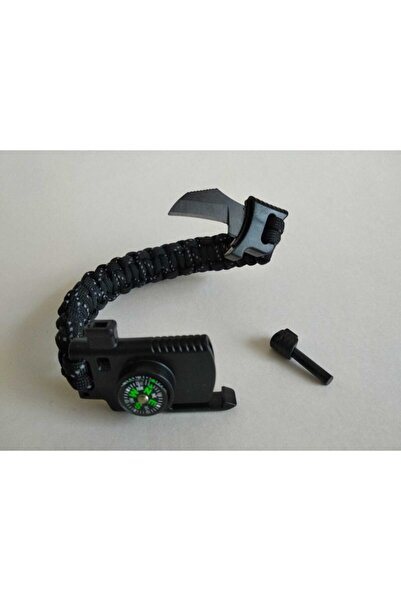 PARACORD DÜNYASI Paracord Cobra Model Pusulalı Ateş Başlatıcılı Survival Bileklik Reflektörlü Ip