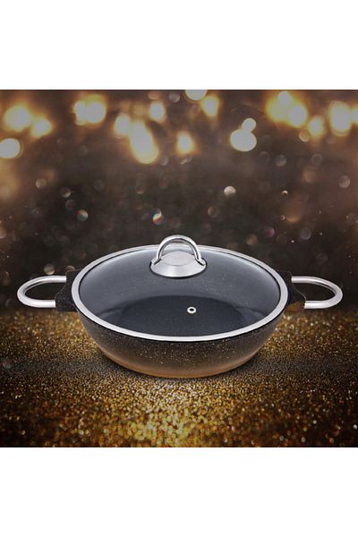 Emsan Quartz 26 cm Black Gold Carnivore Pot---- -- It can enter the oven without cover;-- --