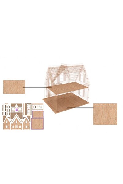 Art-I Cadde Çoçuk Ve Yetişkinler Için 64 Parça Boyanabilir 3d Ahşap Ev Puzzle