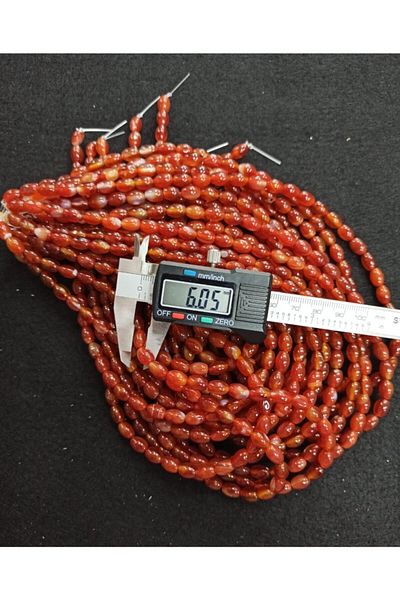 Yüksel Boncuk 6*9 Mm Barley Cut Agate String Natural Stone