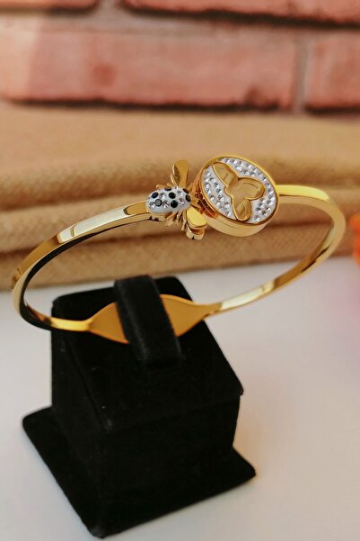 Esra Pamir Altın Renk Çelik Kelepçe Bileklik