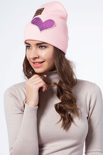 Modex Powder Pink Sequin Women's Heart Beret - Br9947