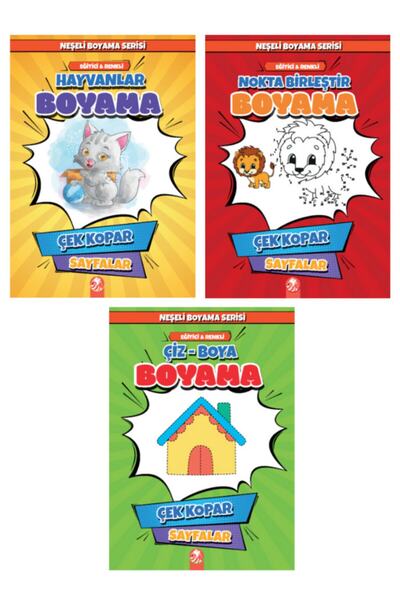 Kızıl Panda Yayınevi Neşeli Boyama Serisi - Renkli (3 Kitap)