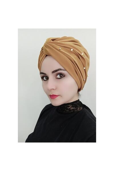 BAV Butik Ayvitrin غطاء رأس نسائي ملفوف باللؤلؤ والخردل