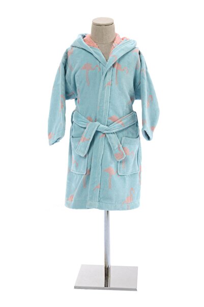 Özdilek Junior Flamingo Kapüşonlu Çocuk Bornozu Su Yeşili 15 Yaş