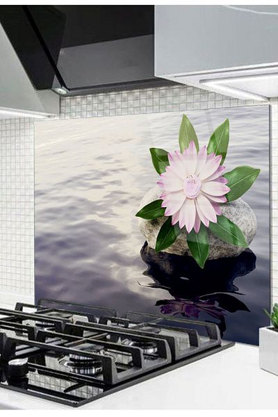 Olinpa 50X50 cm Glass Stove - Protective Back Countertop and Built-In