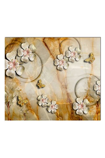 Olinpa 60X52 cm Glass Stove Back Protector Countertop Built-In Back Protector |   Flower