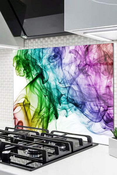 PaulPi 60x52 Cm Colored Smoke - Glass Stove and Built-in Back Protector