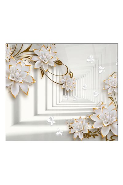 Olinpa 60X52 cm Glass Stove Back Protector Countertop Built-In Back Protector |   Flower