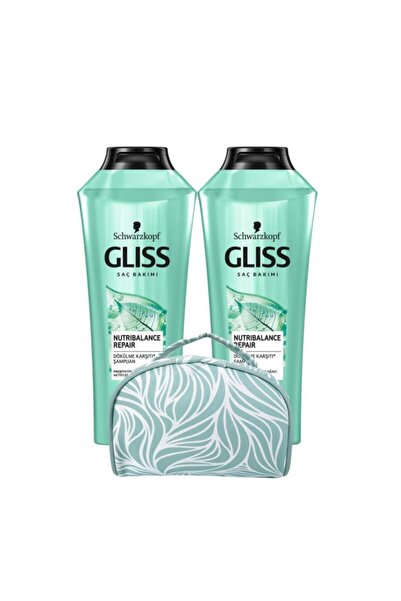 Gliss Schwarzkopf Glıss Nutrıbalance Şampuan 360 ml X2 Adet + Makyaj Çantası 2